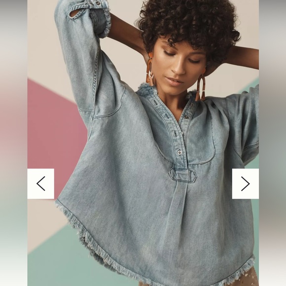 Anthropologie Tops - Anthropologie Frayed Chambray Henley Small